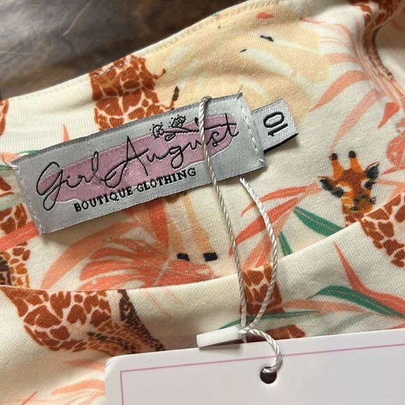 GIRL August Tropical Giraffe Dress and Shorts Set, size 10 - Picture 6 of 11